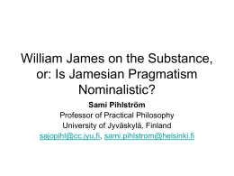 William James on the Substance, or: Is Jamesian Pragmatism