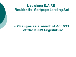 Louisiana SAFE Residential Mortgage Lending Act