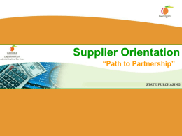 Supplier Orientation - Georgia Association of Homes and Services