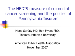 Screening for Colorectal Cancer and Insurance Coverage