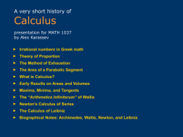 A Short History of Calculus - Nipissing University Word