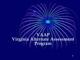 Virginia Alternate Assessment Program Collection of Evidence