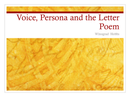 Voice, Persona and the Letter Poem