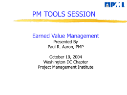 pm tools session - PMI Washington DC