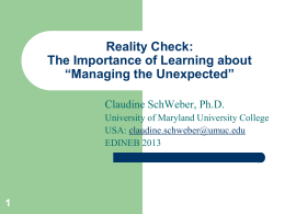 Reality Check: The Importance of Learning about