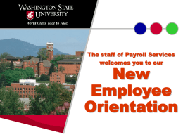Slide 1 - Payroll Services - Washington State University