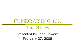 FUNDRAISING 101: The Basics