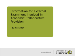 External Examiners involved in Academic Collaborative Provision