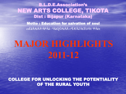 Presentation - BLDE Association`s New Arts College, Tikota