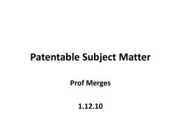 Patentable Subject Matter
