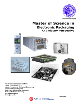 Master of Science Degree in Electronic Packaging An Industry