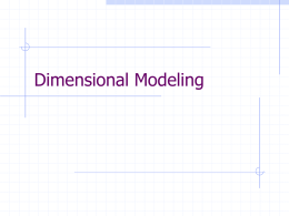 Ch 4, Dimensional Modeling