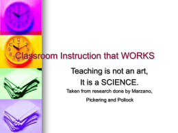 Best Practice/Classroom Instruction that Works
