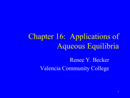 Chapter 15:Aqueous Equilibria