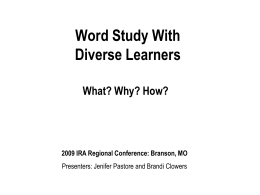 Word Study for Diverse Learners