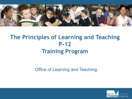 The Principles of Learning and Teaching P