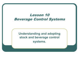 Lesson 10 Stock and Beverage Control