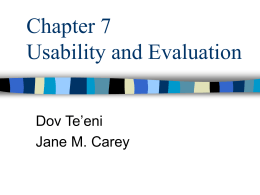 Chapter 7 Usability and Evaluation