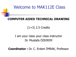 Welcome to MAK112E Class