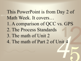 QCC vs GPS and Process Standards