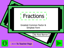 Fractions: Greatest Common Factor and Simplest Form