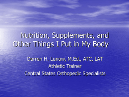Guide to Nutrition and Supplement Use for Student Athletes