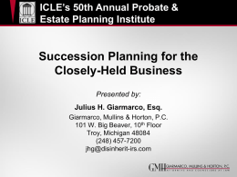 ICLE Presentation on Business Succession Planning