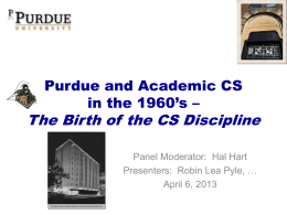Purdue and Academic CS in the 1960`s - Hart