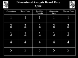 Dimensional Analysis Board Race Quiz Conversions Harry Potter