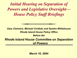 Legislative Oversight - State of Rhode Island General Assembly