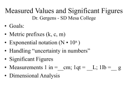 Measured Values and Significant Figures Dr. Gergens