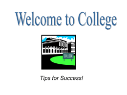 Tips for Success - Department of Resident Life