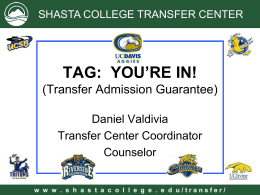 TAG: YOU`RE IN! - Shasta College