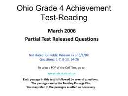 Ohio Grade 4 Reading Test March 2006