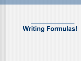Writing Formulas! - EHS Faculty Pages