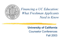 Financial Aid at the University of California