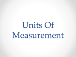 Units Of Measurement
