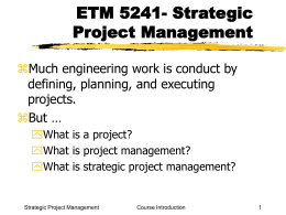 ETM 5241 Strategic Project Management