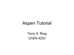 Aspen Tutorial - Chemical Engineering