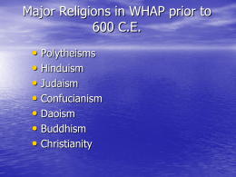 Major Religions in WHAP prior to 600 CE