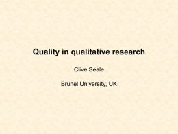 Quality in qualitative research