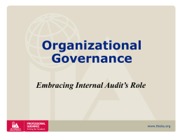Organizational Governance , Embracing Internal Audit