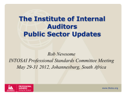The IIA Public Sector Update - INTOSAI`s Professional Standards