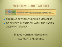 MTAT BS: CUBIT Training Scenarios
