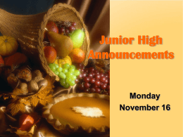 Junior High Announcements - Greater Atlanta Christian