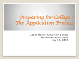 Preparing for College - Upper Merion Area School District