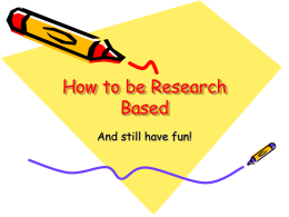 How to be Research Based - BonnyBuffington