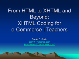 From HTML to XHTML and Beyond