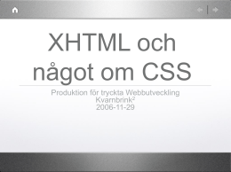 XHTML och CSS del 1