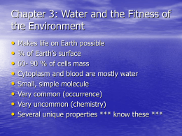 Chapter 3: Water and the Fitness of the Environment